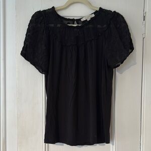 Loft Elegant Black Lace Sleeve Top